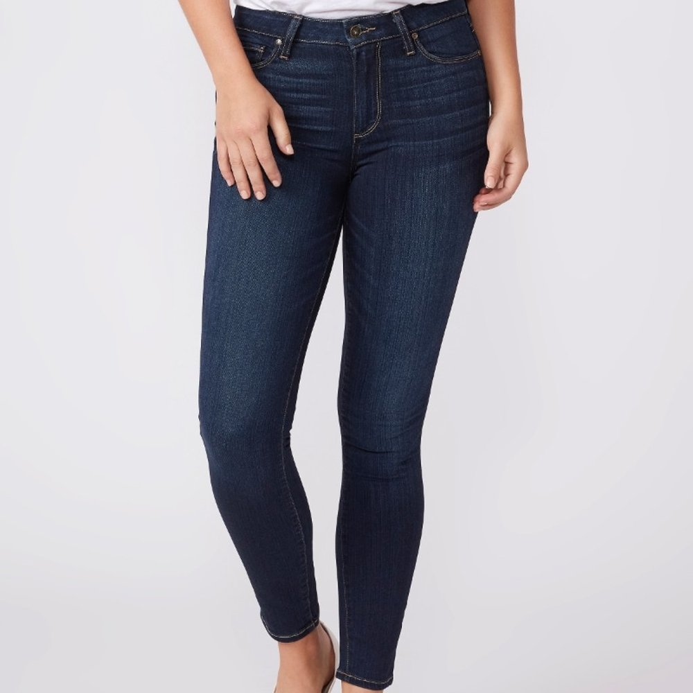 PAIGE Hoxton Ankle Charing Dark Blue Wash Straight Leg Denim Jeans Size 32 Large